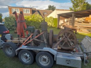 3 Lister engines loaded on the trailer ready for the off