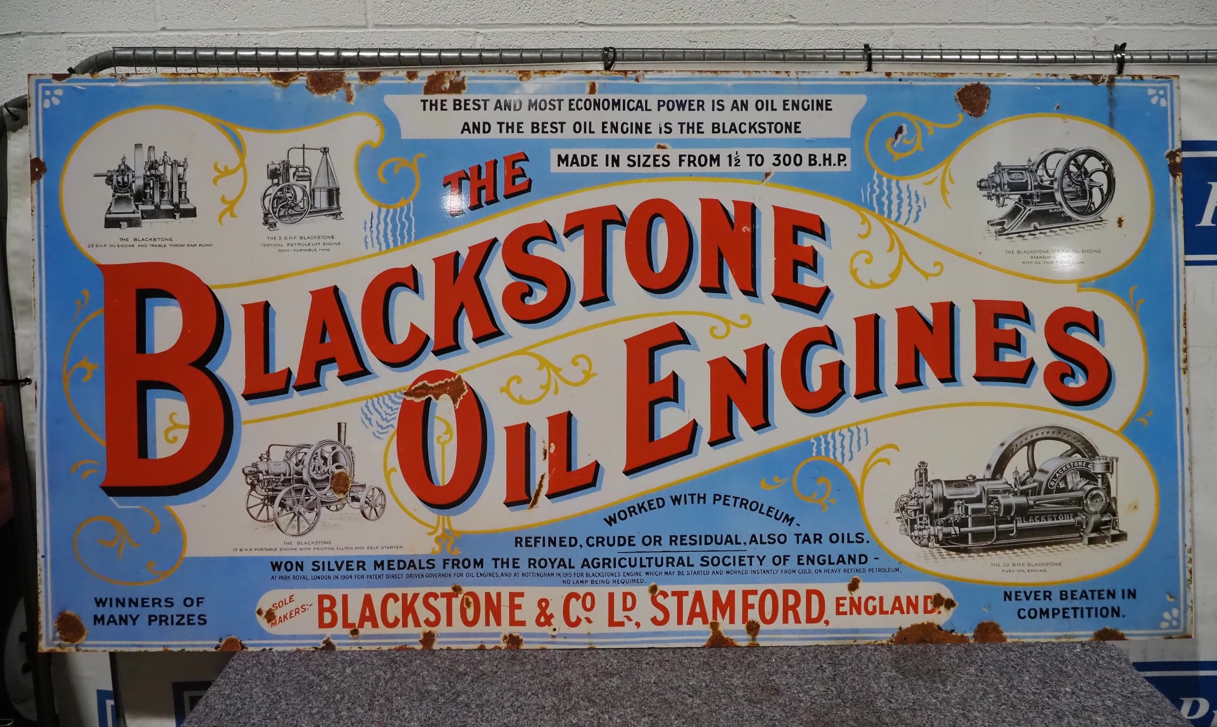 Modern plastic reproduction Blackstone Oil Engine sign - Vintage Engine Enthusiast