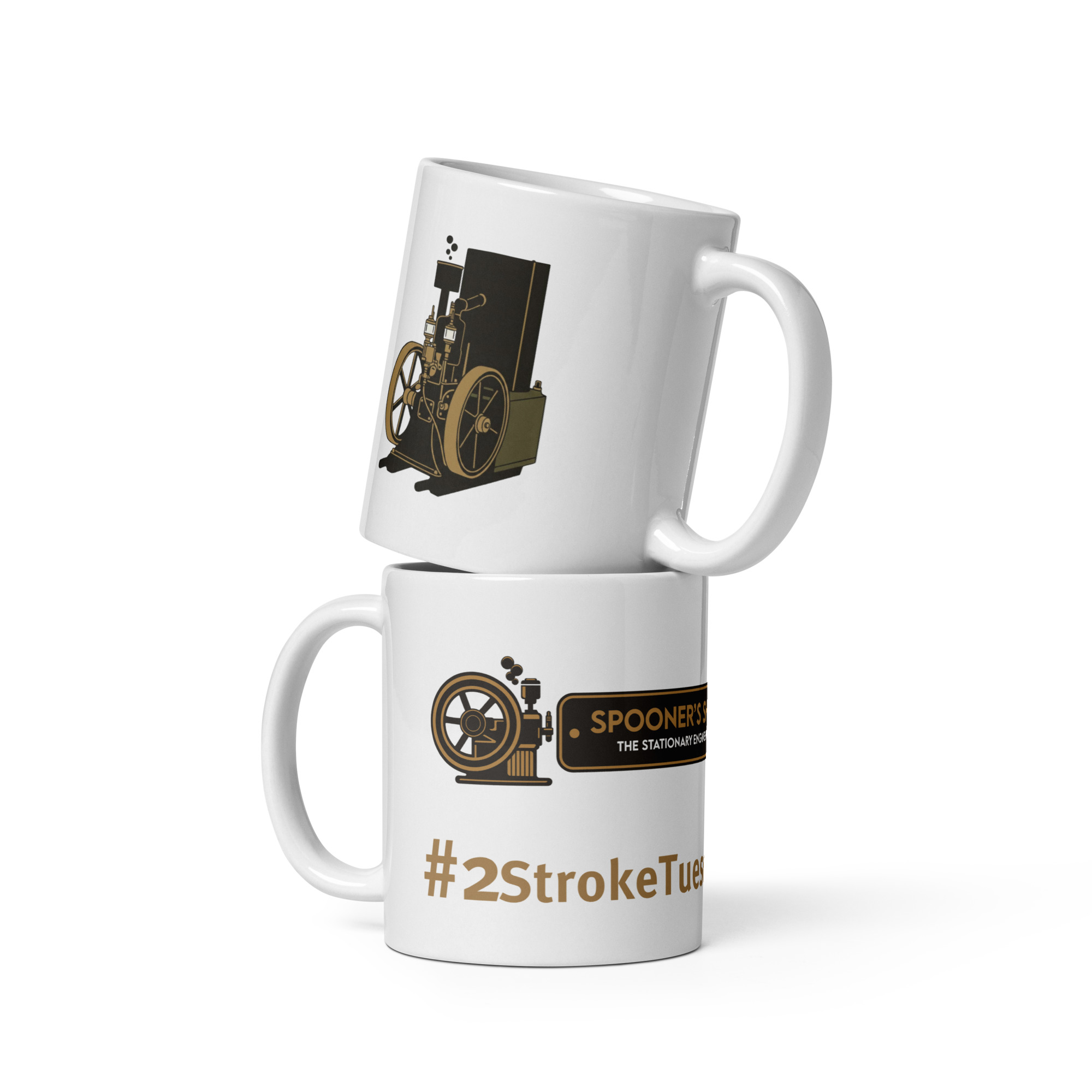 Spooner's Shed #2StrokeTuesday Official White Glossy Mug - Image 2