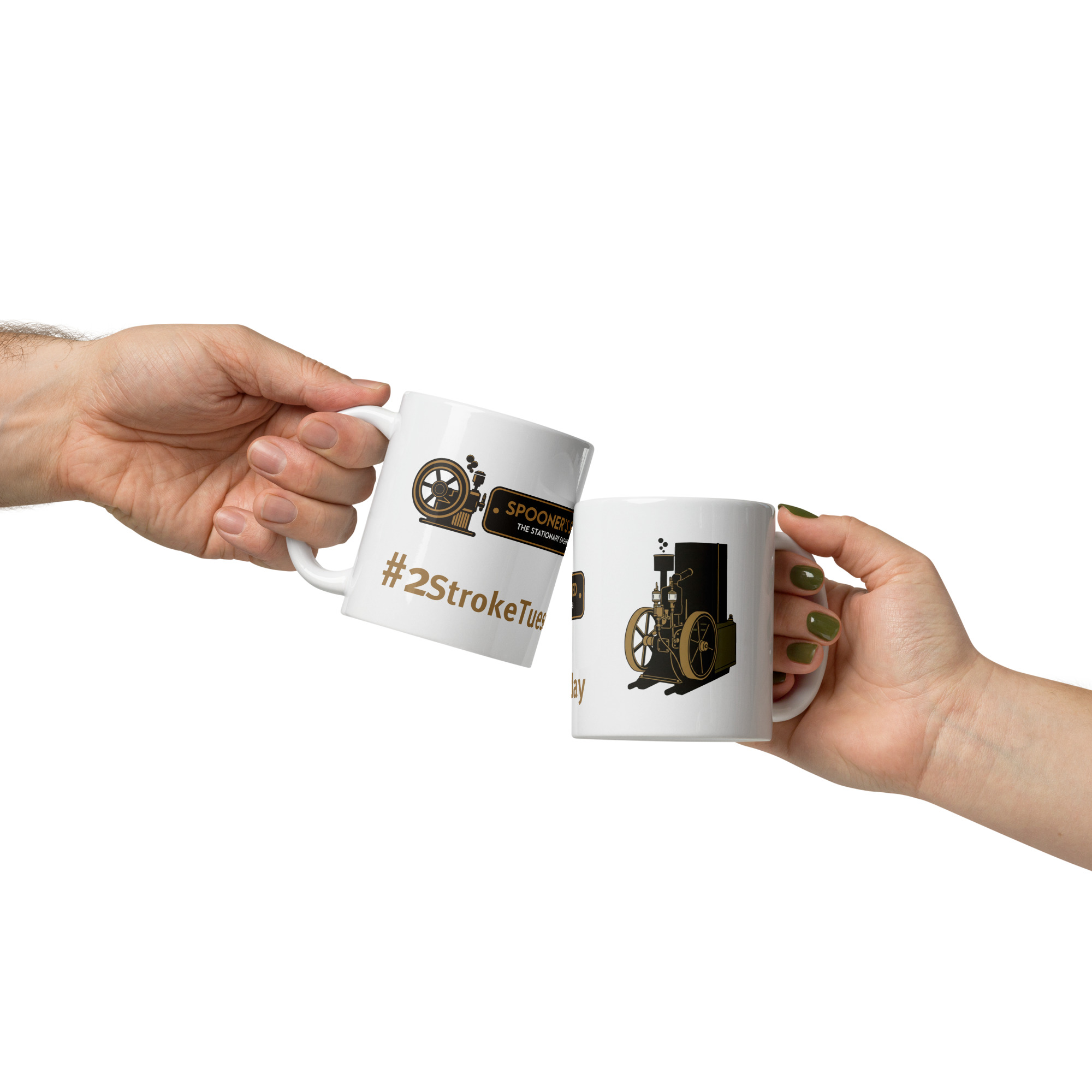 Spooner's Shed #2StrokeTuesday Official White Glossy Mug - Image 3