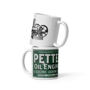 Petter Handyman Oil Engine with Sign White glossy mug