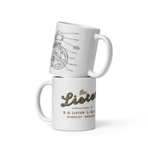 Lister CS Diesel Stationary Engine Diagram White glossy mug